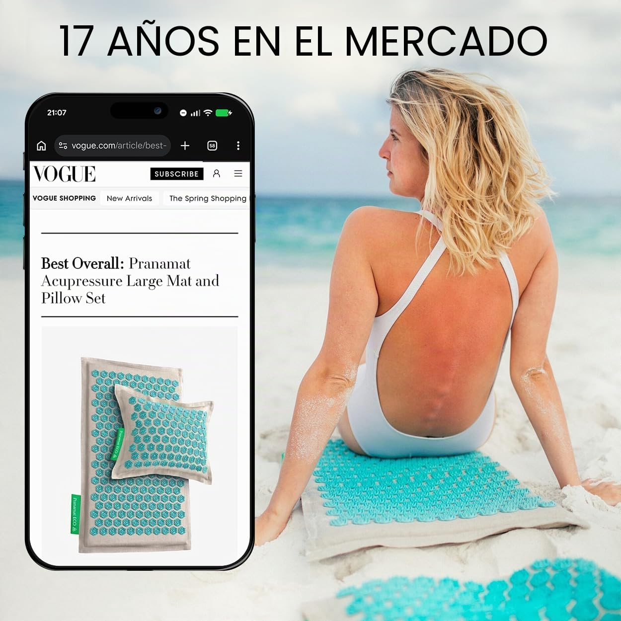 Pranamat Set de Esterilla Grande y Almohada de Acupresión, Terapia de Acupresión Premium para Alivio del Dolor y Relajación, Hecho a Mano en Europa con Materiales Naturales y Sostenibles (Lavander)