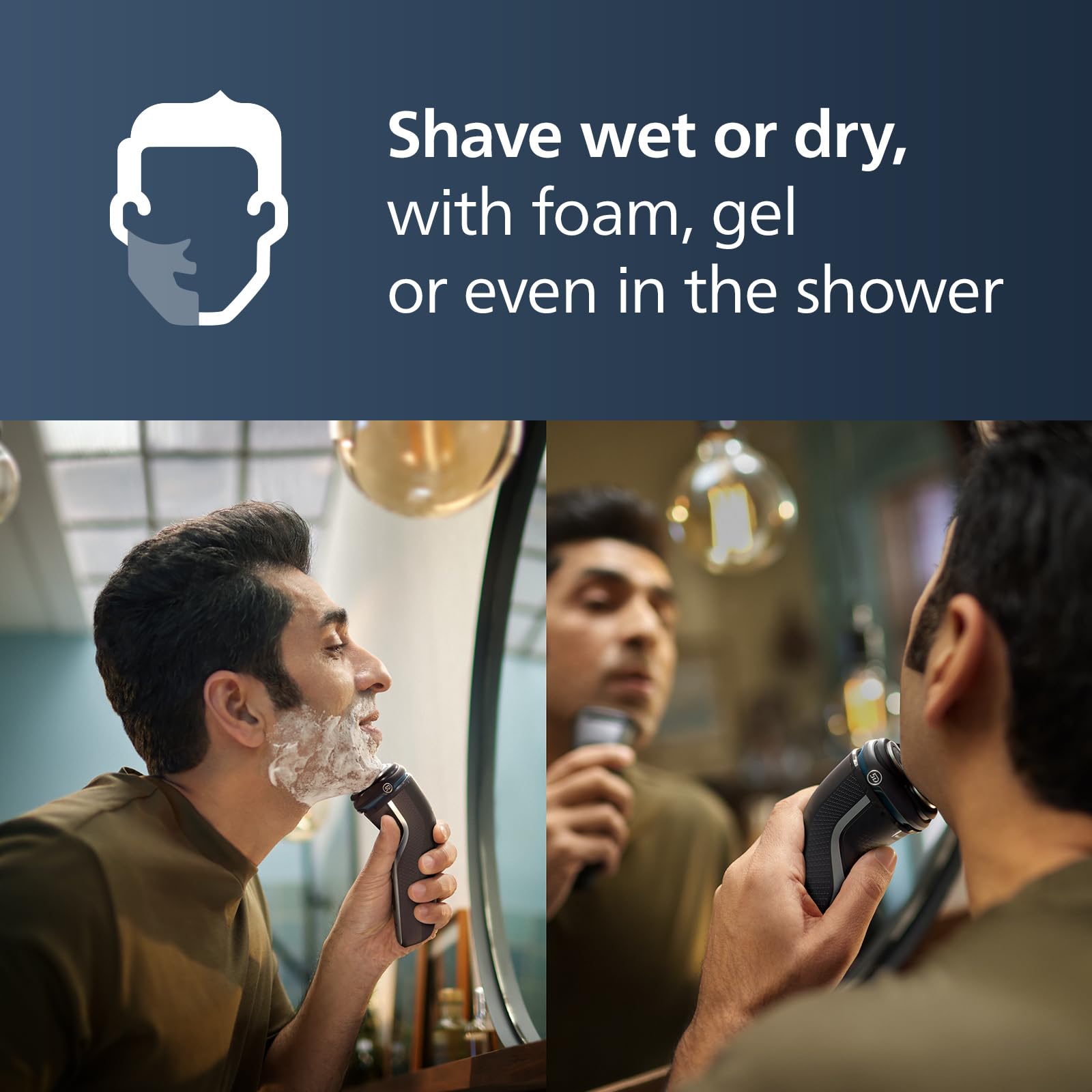 Philips Electric Shaver Series 3000 - golarka elektryczna na mokro i sucho z technologią SkinProtect, kolor czarny, trymer termokurczliwy, golarka akumulatorowa z pokrowcem podróżnym (model S3241/12)