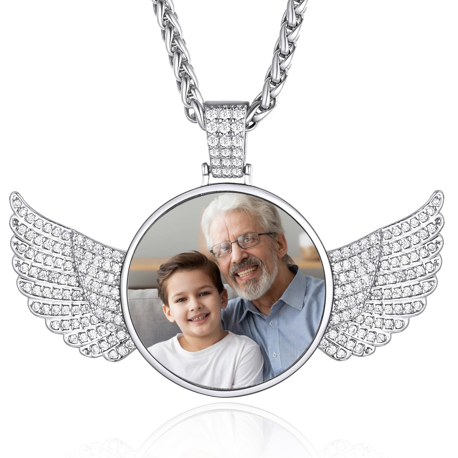 Custom4U Picture Necklace Personalized Photo Circle Chain for Men Women