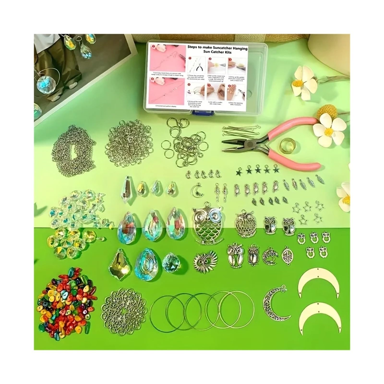 420-teiliger Kristall-Regenbogen-Maker – Sonnenfänger-DIY-Set for Erwachsene for Hochzeiten mit Glasperlen und Werkzeug Für Heimwerker