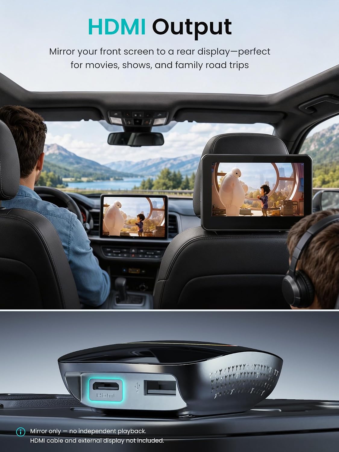 Wireless Carplay Adapter ATOTOOUT Magic AI Box - Wireless Android Auto Adapter, Support for YouTube, Netflix, TikTok, HDMI Output, Dual Wi-Fi AI-Powered, OTA, CB4DT-BK
