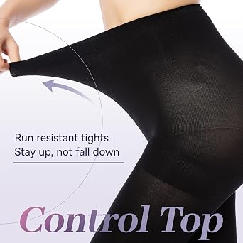 MANZI Run Resistant Control Top Panty Hose Opaque Tights