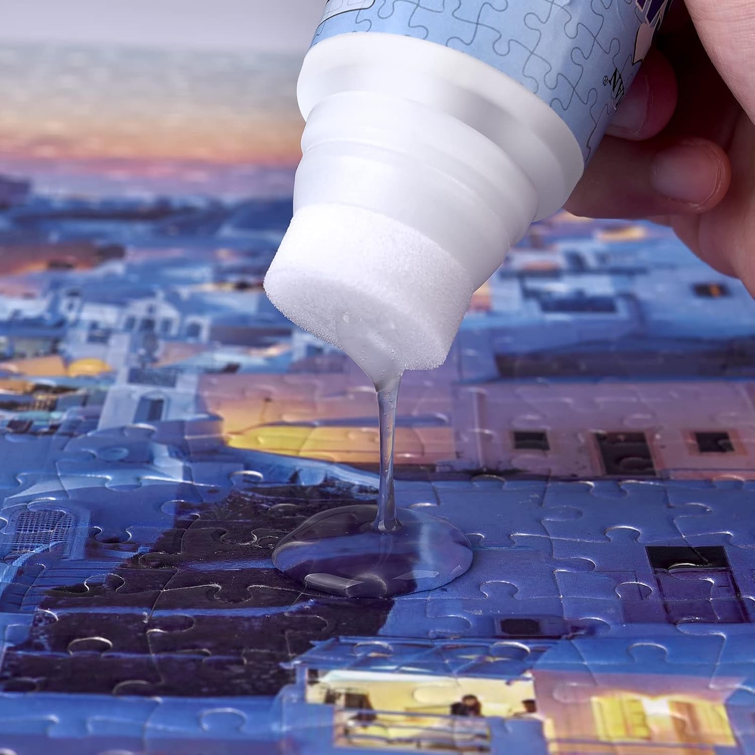 ORMAN Jigsaw Puzzle Glue with New Sponge Head Suitable for Adults and Children for Non Toxic Puzzle Clear Glue for 1000/1500/3000 Pieces of Puzzle for Paper (Total 4.2oz, 120ml)