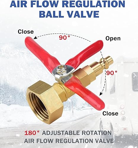 Miniatura 6 de Kit de acondicionamiento de invierno para caravana, adaptador de soplado de RV con válvula de cierre, adaptador de soplado de aspersor con enchufe