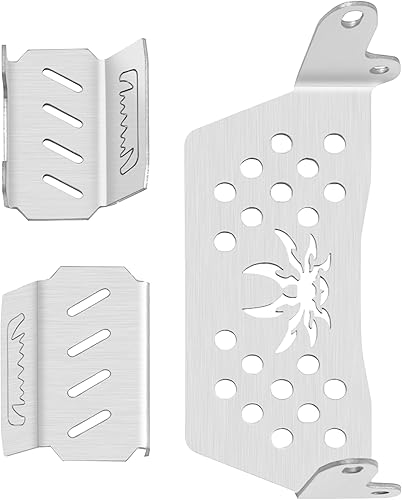 Miniatura 4 de ShareGoo - Placa deslizante de acero inoxidable a control remoto, protección de placa protectora de chasis RC compatible con Axial SCX10-III