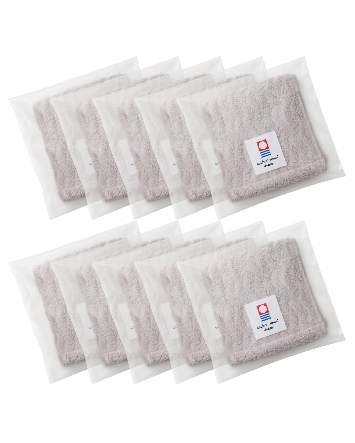 Imabari Towel Handkerchief Set of 10 Lavender Gray Wave Pattern 8.7in Japan