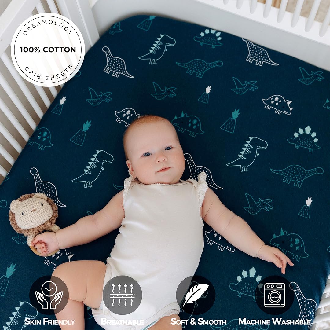 Dreamology Baby Cot Sheets,100% Cotton Jersey sheets, Soft and Breathable fitted sheet, Girls, Boys,cot Sheet 120x60 fitted - Image 2