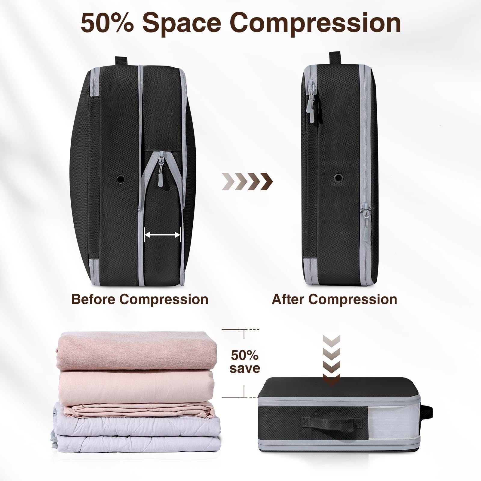 Homsorout Space Saving Compression Organisers, Set of 6 - Image 3