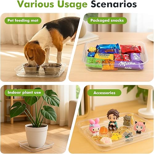 Miniatura 5 de Paquete de 20 platillos cuadrados de plástico de 6 pulgadas para plantas, bandeja de drenaje transparente para macetas para atrapar agua, a granel