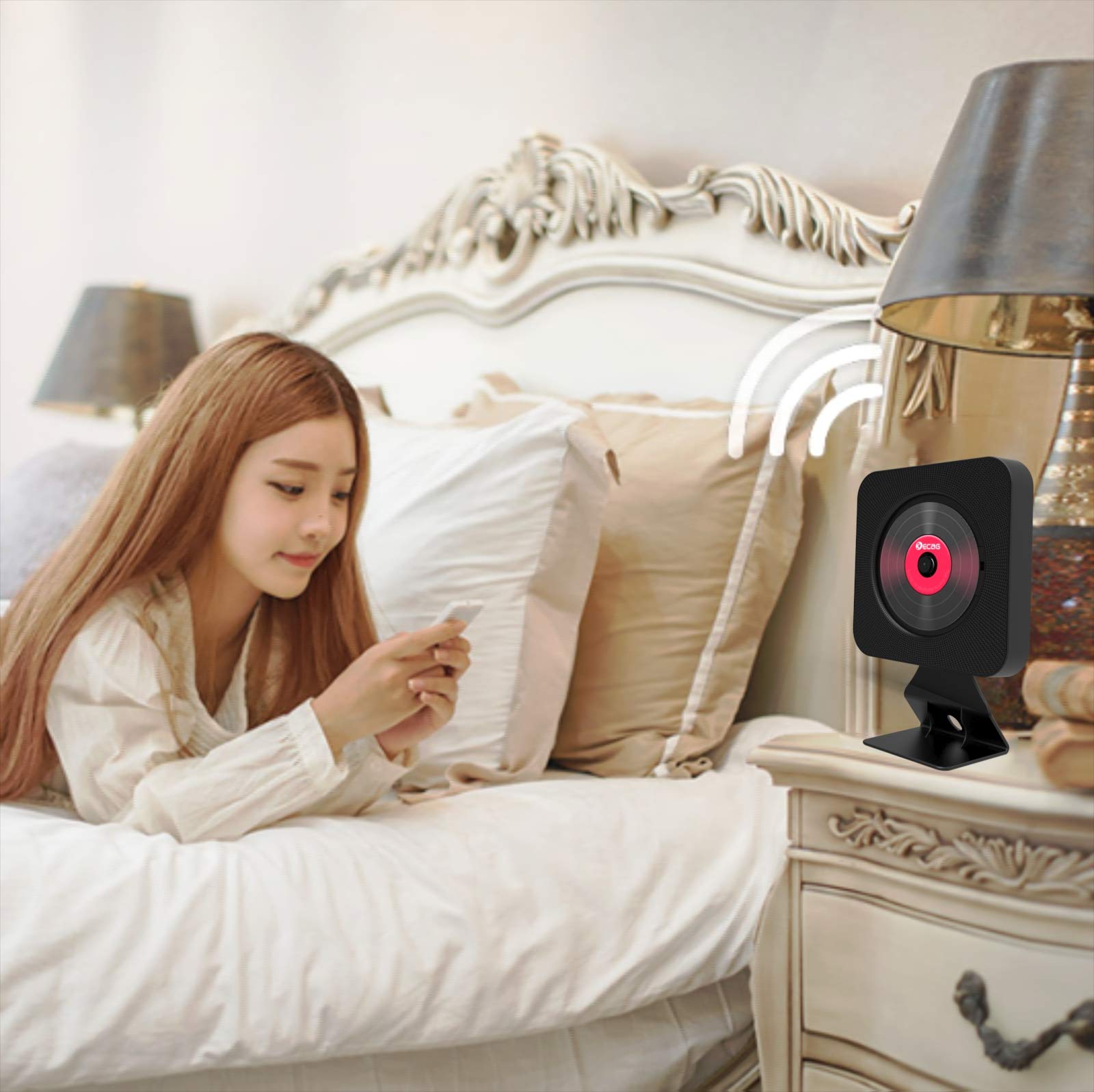 KECAG CD Player Wall Mountable Desk Bluetooth 4.2 with Display Sleep