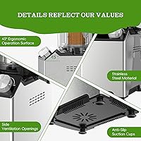 Vista 4 de Exprimidor de prensa en frío, máquinas exprimidoras con canal de alimentación de 4.35 pulgadas de ancho, exprimidores de acero inoxidable fáciles