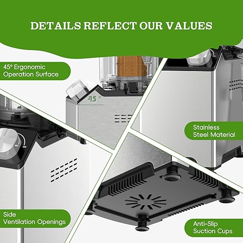 Vista 4 de Exprimidor de prensa en frío, máquinas exprimidoras con canal de alimentación de 4.35 pulgadas de ancho, exprimidores de acero inoxidable fáciles