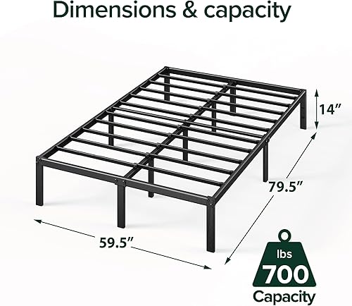 Miniatura 89 de ZINUS - Base metálica Compack de soporte para cama, 7 pulgadas, para colchón y somier, color negro, tamaño individual/matrimonial/Queen Negro