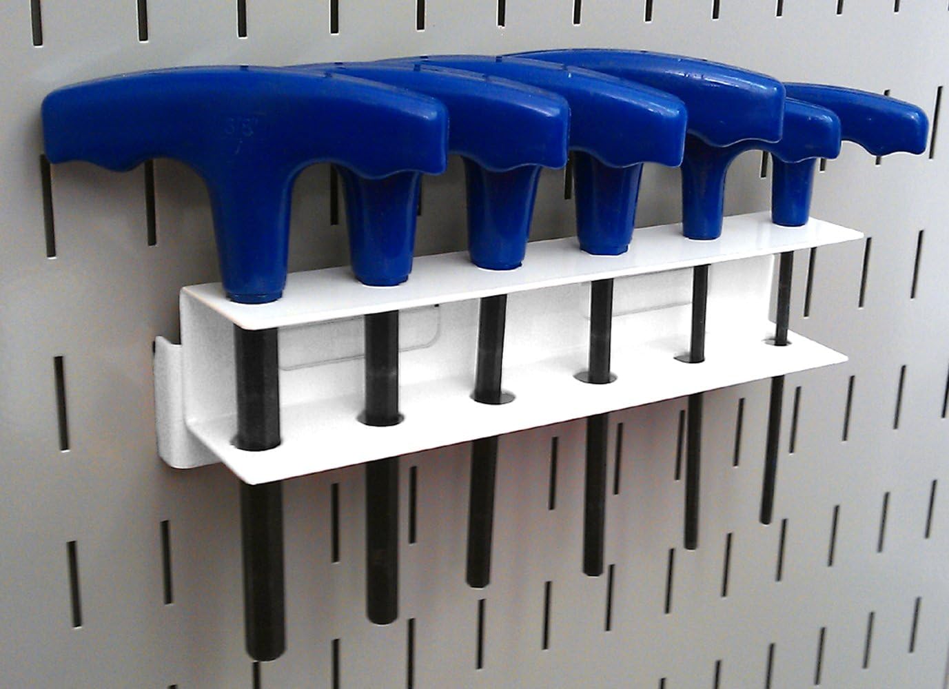 Wall Control Pegboard Screwdriver Holder Bracket Slotted Metal Pegboard Accessory Pegboard and Slotted Tool Board – White (Pack of 2)