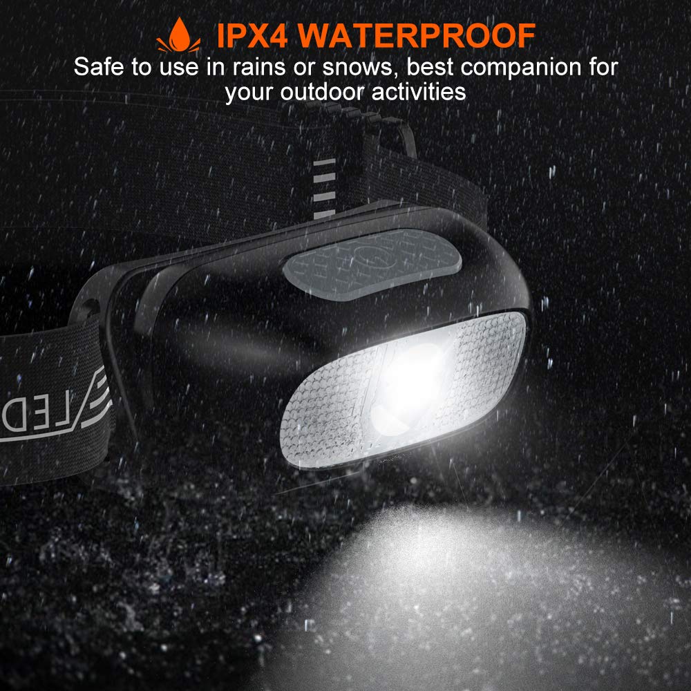 Hoofdlamp, led, oplaadbaar, hoofdlamp voor kinderen, 5 verlichtingsmodi, waterbestendig, lichtgewicht, mini rood licht voor hardlopen, kamperen, wandelen, inclusief USB-kabel