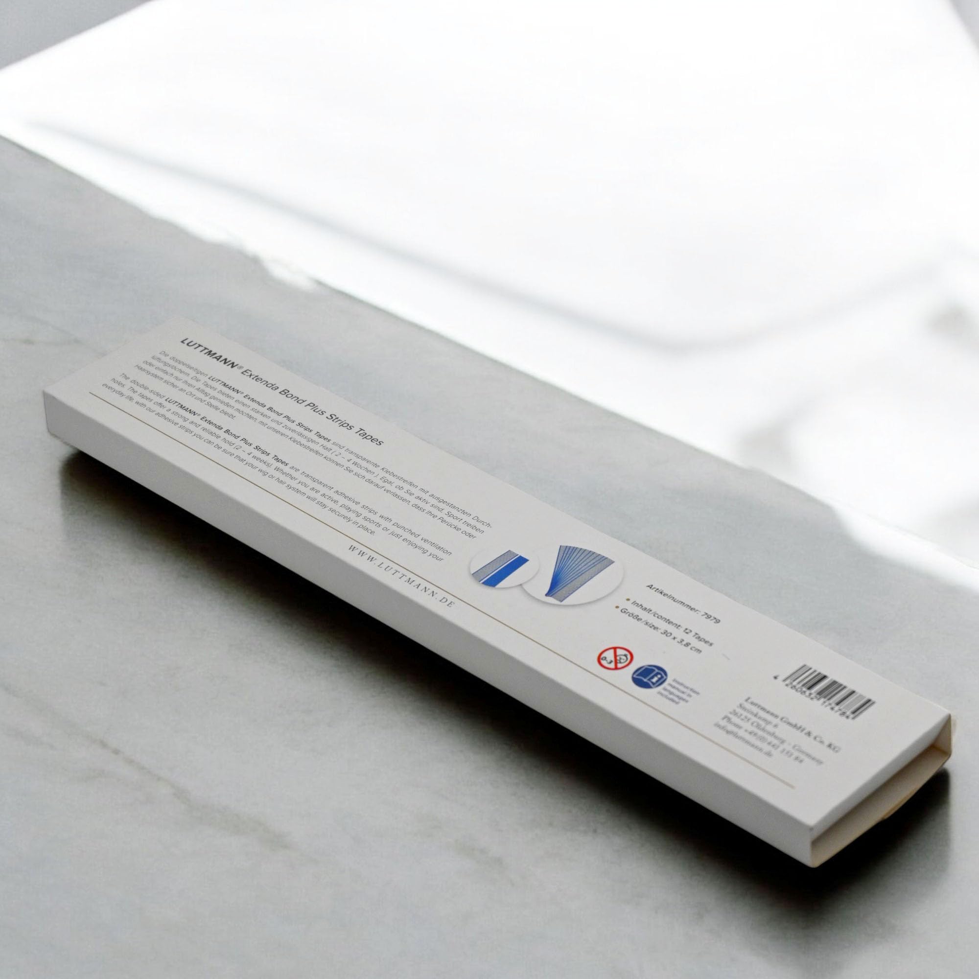 Extenda Bond Plus Strips - Bande adhésive pour systèmes capillaires 12 pièces, dimensions 30 cm x 3,8 cm - pour tous les postiches, perruques, systèmes capillaires & systèmes de films