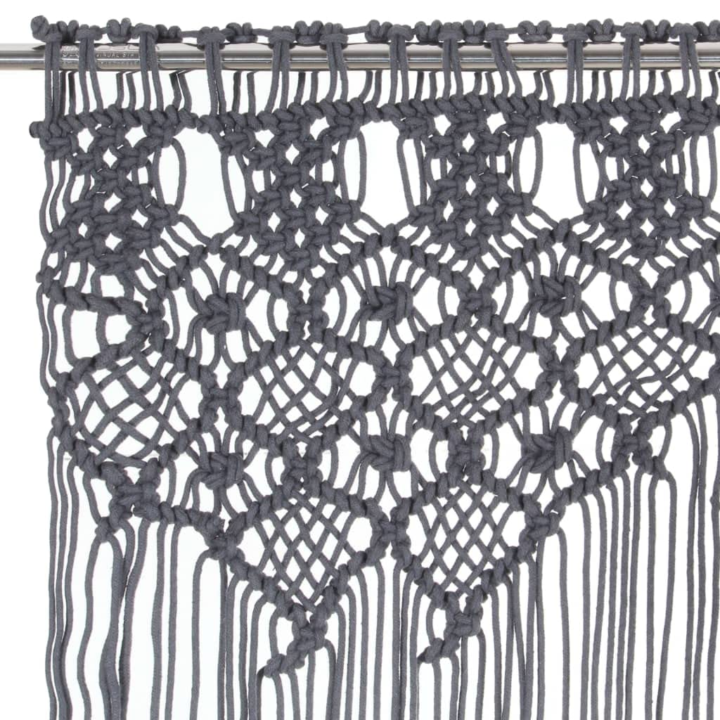 Mangloder Rideau en macramé Anthracite 140x240 cm en Coton et Polyester pour décoration intérieure, Porte, fenêtre, séparateur de pièce ou vitrine, Lavable Facile