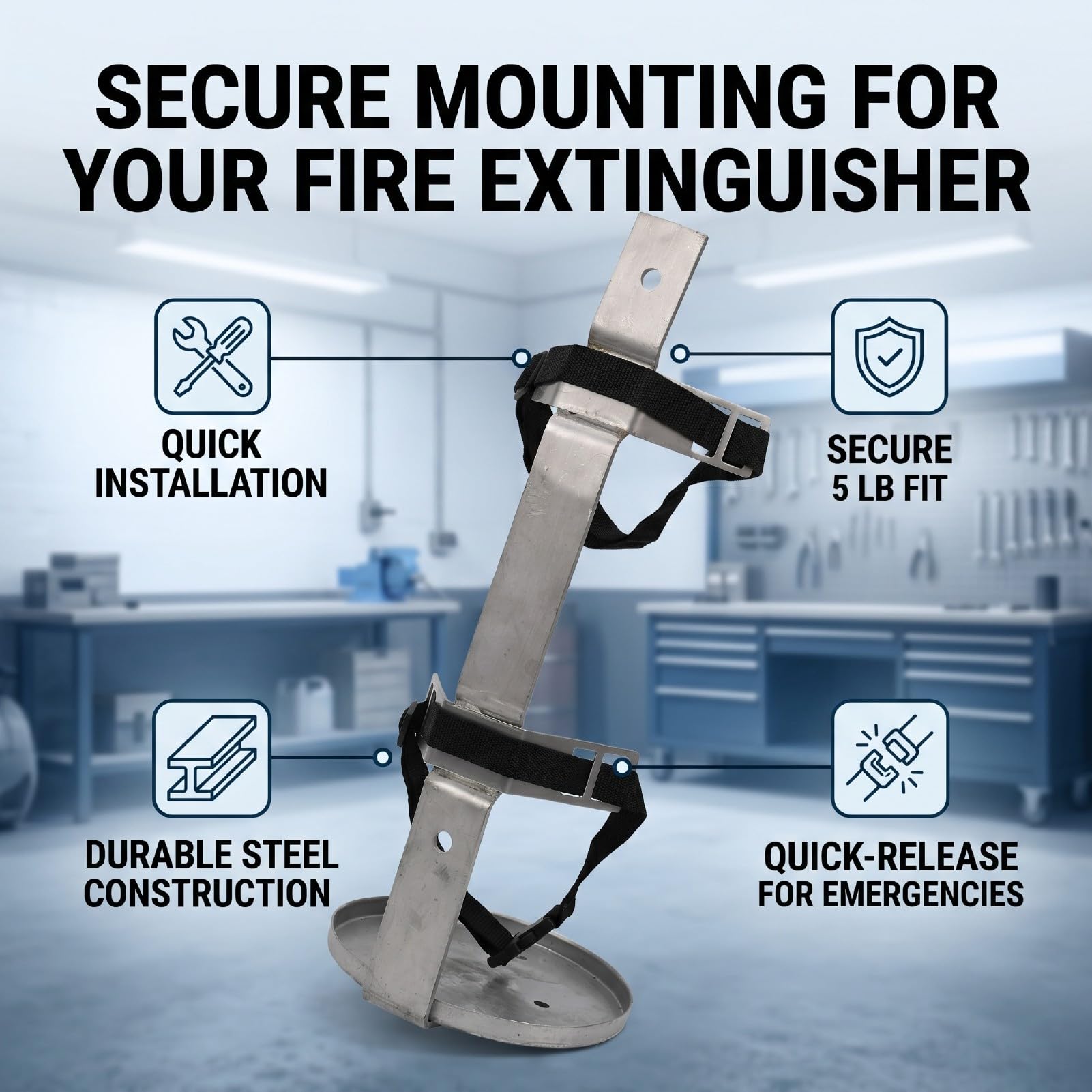 ASHATA Adjustable Fire Extinguisher Mount Bracket for Vehicles