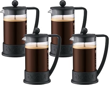 Bodum 12oz Brazil French Press Coffee Maker, High-Heat Borosilicate Glass, Black - Made in Portugal Pack of 4