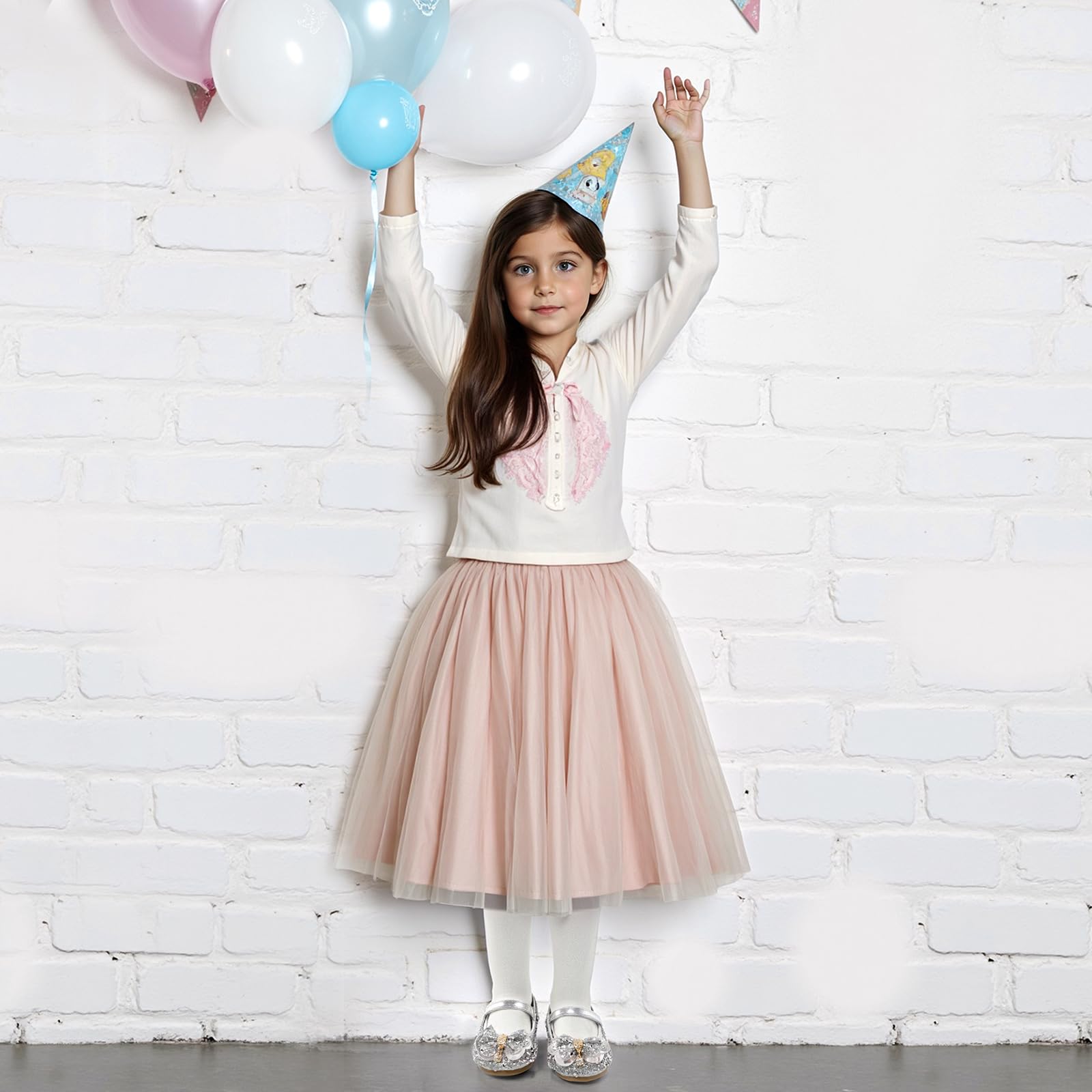 MK MATT KEELY Scarpe Principessa Bambina Ballerine Bambina Scarpe Brillantini Bimba Partito per Ragazze,Argento con Arco,25EU(CN26)