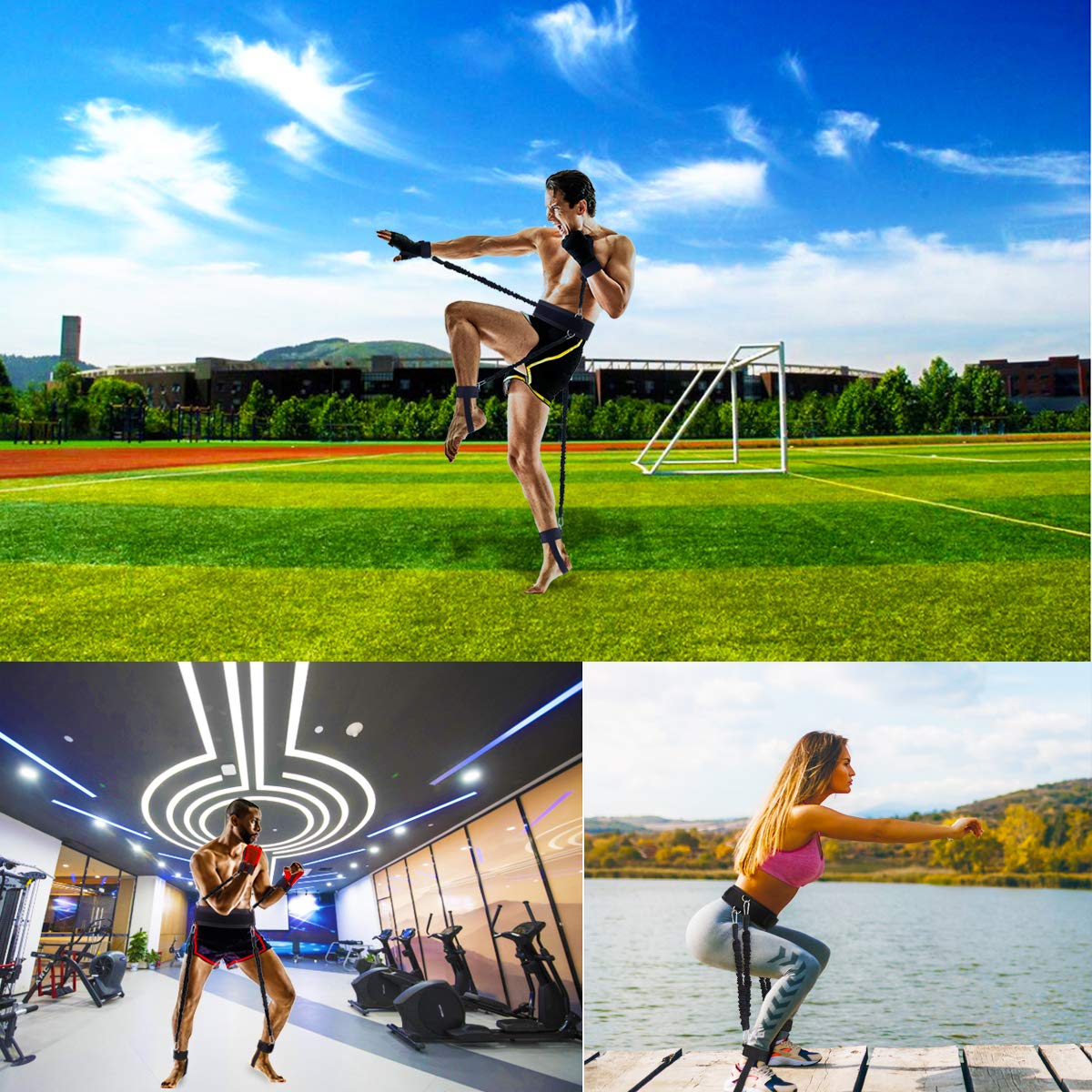 Fasce di resistenza per boxe da uomo, per esercizi Power Punch Pro con manici, cavigliere, cintura, attrezzatura per allenamento MMA a casa, accessori per allenamento fitness completo per boxer, thai