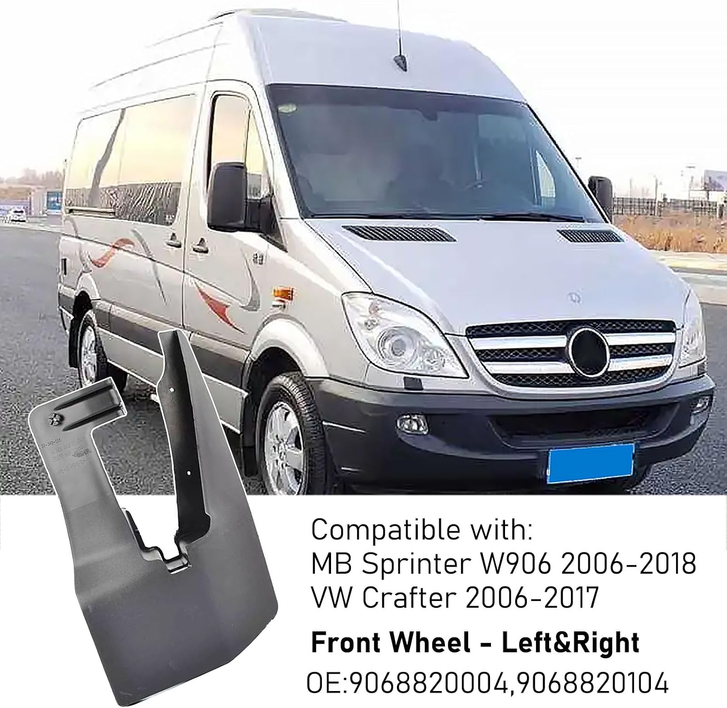 MP&PV Auto Parts Sprinter Mud Flaps, 4Pcs Front Rear Wheel Fenders Mud Flaps Splash Guards Compatible with Mercedes Van Sprinter W906 2006-2018 VW Crafter 2006-2017 (Front Left&Right)