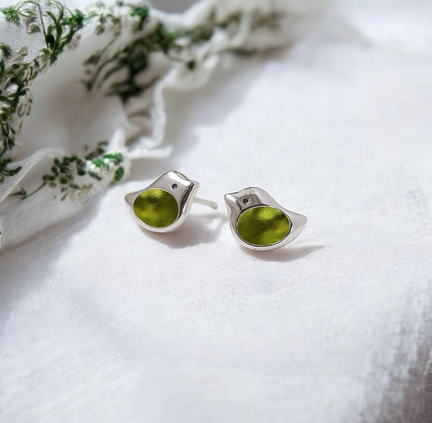 Bottled Up Designs Handmade Little Bird Stud Earrings, Sterling Silver, Eco Friendly, Made in USA, Birthday Gifts, Mothers Day, Women, Anniversary