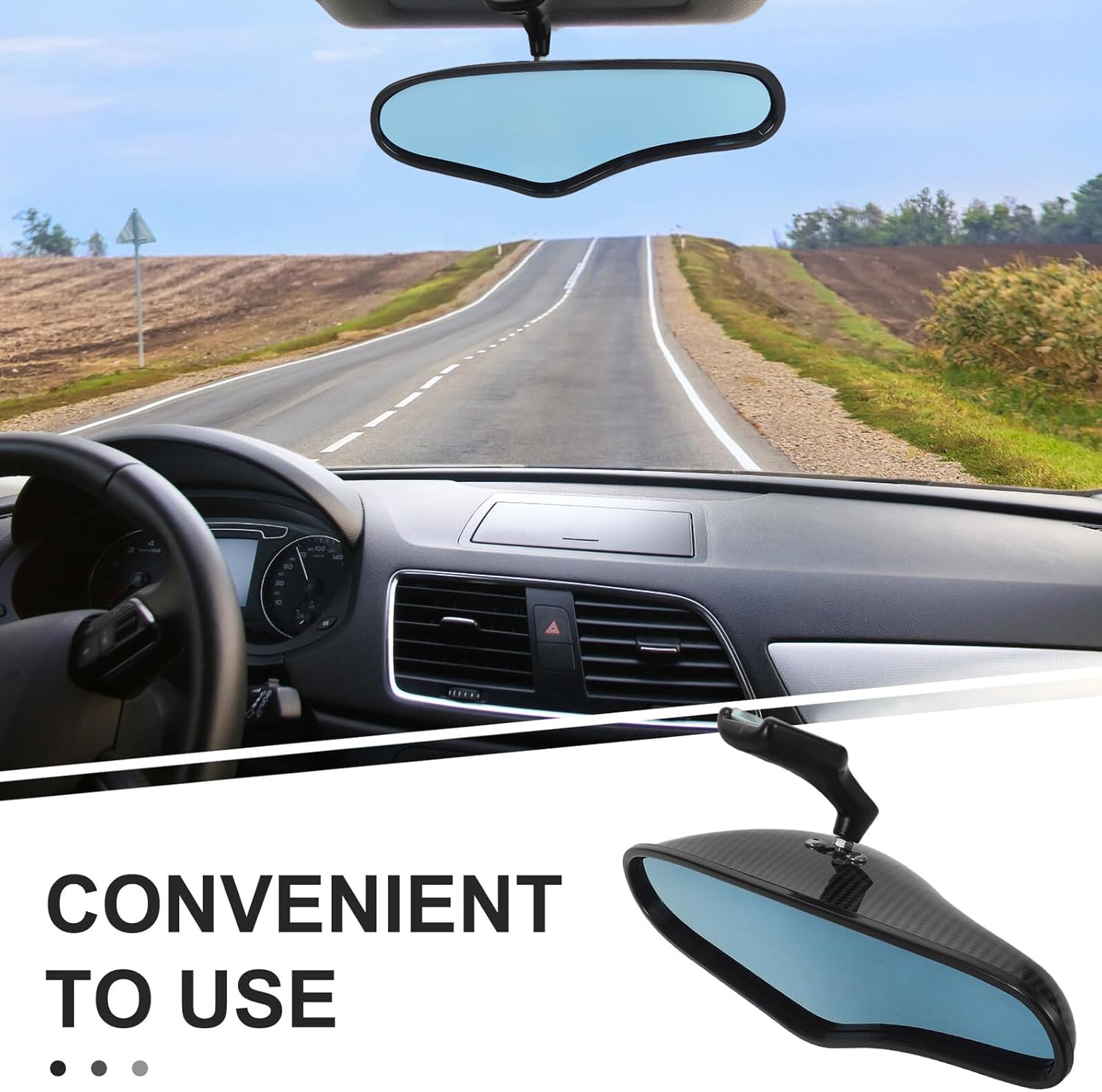 Wide Large Rear View Mirror for Car with Carbon Fiber Frame, Anti-glare Automotive Interior Rearview Mirror, Universal Fit for Enhanced Rear Visibility and Blindspot Assistance