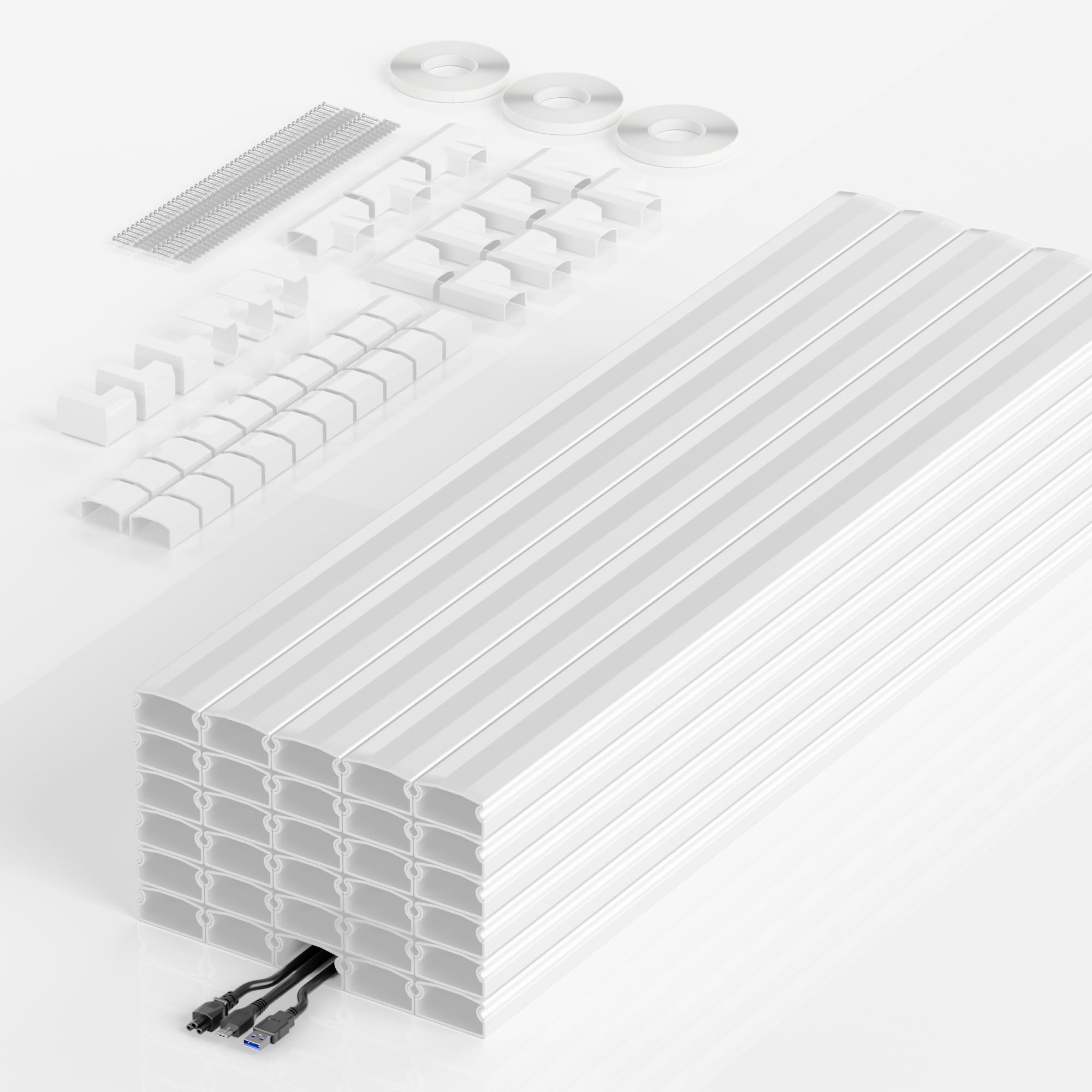 Yecaye 12 m Kabelkanal Weiß Selbstklebend, 3–4 Kabel, 30mm x 17mm x 40cm | Für 3–4 Kabel, lackierbar, zuschneidbar, zwei Verwendungsarten, sicherer Schutz, ordentliche Aufbewahrung