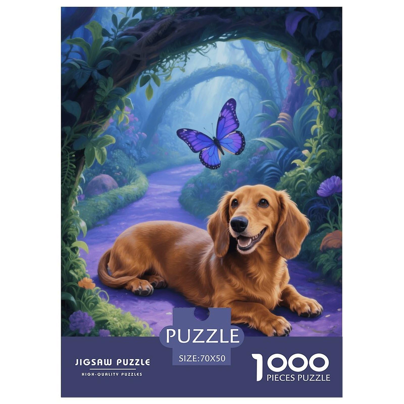 1000 Piece Dachshund Jigsaw Puzzle for Adults - Family Fun, Family Happy Game, Butterfly Garden Puzzle, Decoration Birthday Gifts 70x50cm/1000pcs