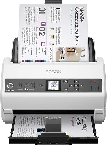 Epson Escáner de documentos en color de red DS-730N, Alimentador automático de documentos (ADF), Escaneo dúplex (renovado)