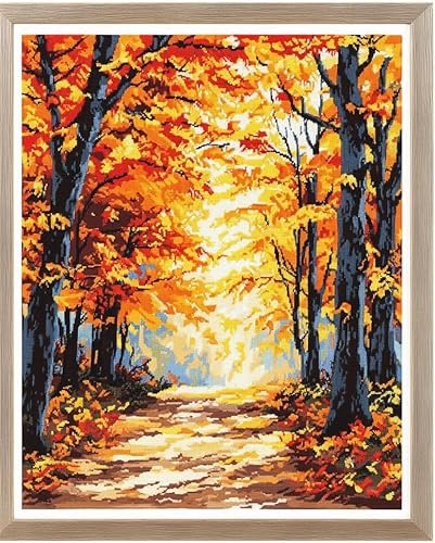 Kitquiver Kit De Tapis À Nouer Soi-Même, Forêt D'Érables 55 X 75 Cm, Kit De Crochet, Kit De Point De Croix, Pour Bricolage, Artisanat, Cadeaux, Paillasson, Décoration Principale