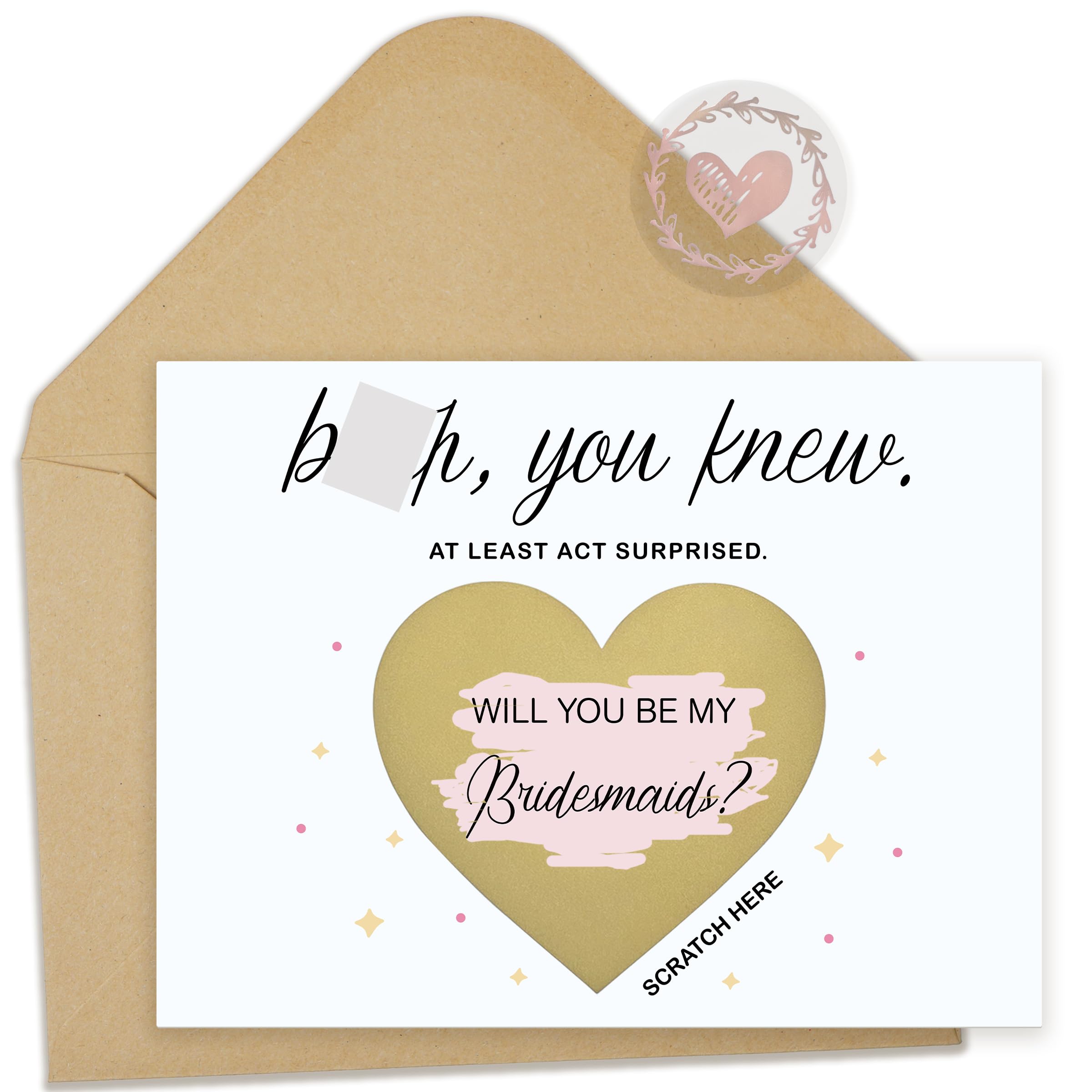 SEEBERY Bridesmaid Proposal Card – Will You Be My Bridesmaid – Funny Scratch Off Card with Envelope – Unique Bridesmaid Proposal Gift – Surprise