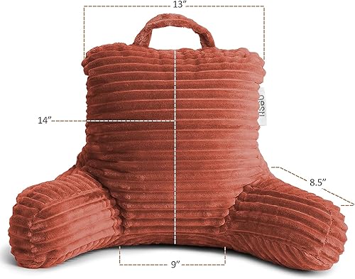 Miniatura 5 de Nestl Almohada de lectura con soporte de escritorio portátil para laptop de 19 x 11 pulgadas, almohada de espalda a rayas de felpa cortada, almohada