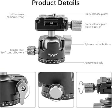 28mm Tripod Ball Head, Aluminum Alloy Panoramic Head