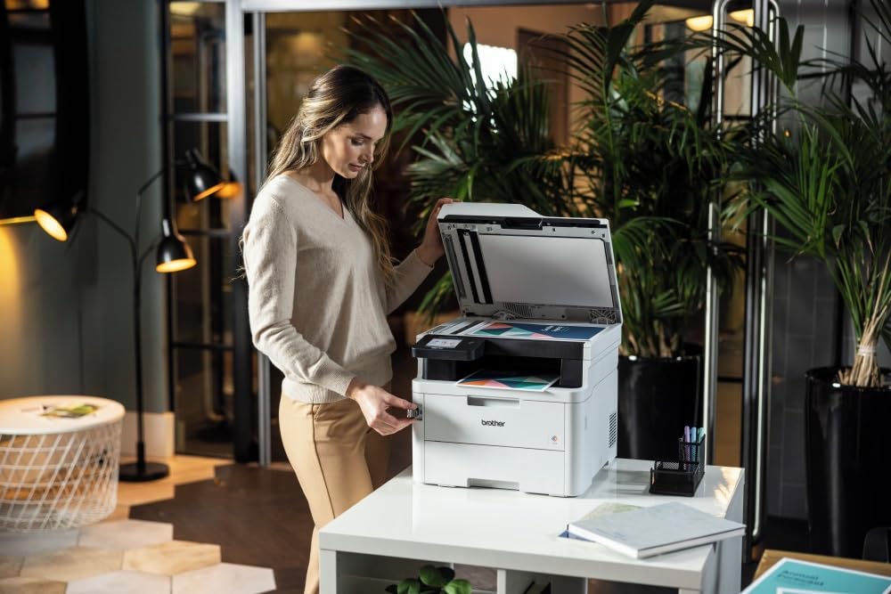 Brother MFC-L3760CDW - Kompaktes 4-in-1 Farb-LED Multifunktionsgerät mit WLAN/LAN, ADF und Automatischem Duplexdruck