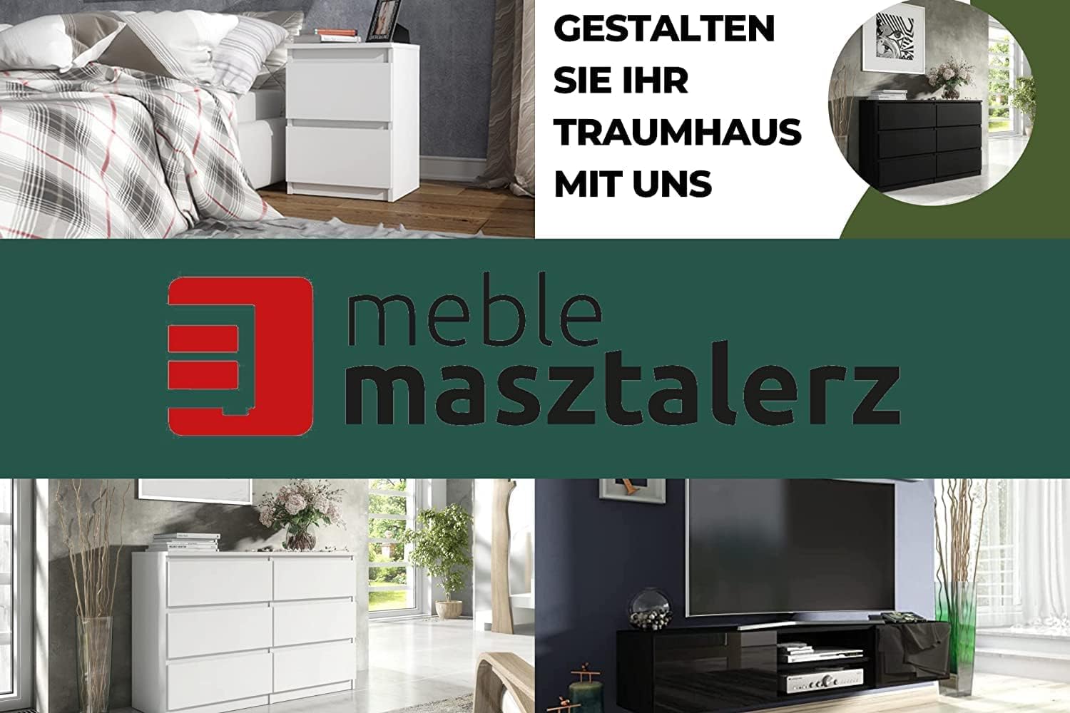 meble masztalerz Nachttisch 2er Set Weiß Hochglanz Fronten 40x55x39 cm