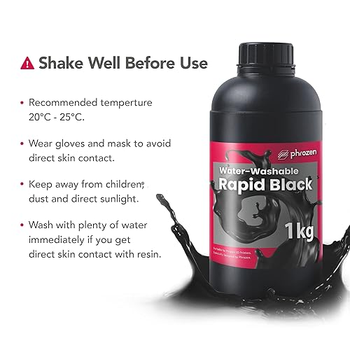 Miniatura 7 de phrozen Impresora 3D de resina negra rápida lavable al agua, resina fotopolimérica de curado UV LCD de 405 nm para impresión de alta precisión, bajo