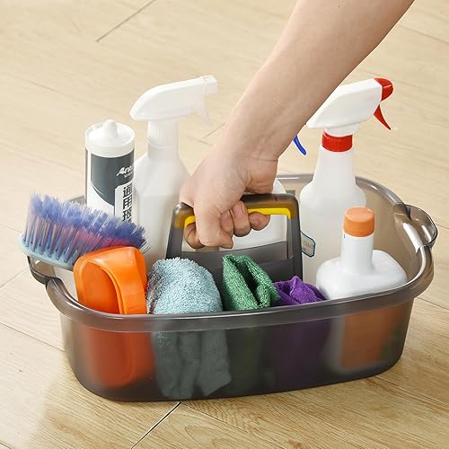 Miniatura 6 de Organizador grande de limpieza con asa, organizador de cesta de almacenamiento de herramientas de limpieza, organizador de cubo resistente, cubo