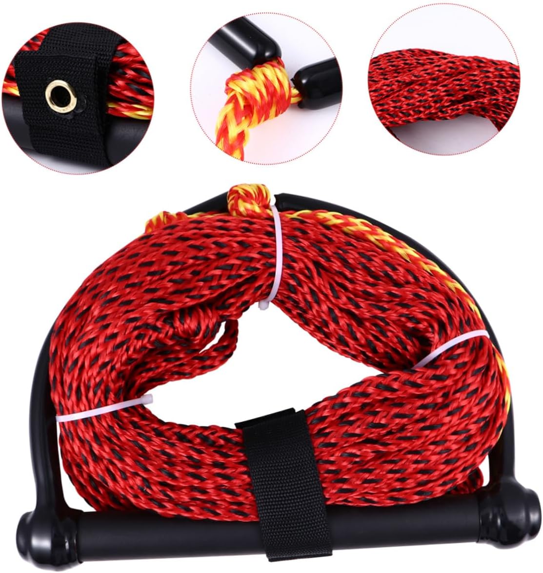 Water Ski Rope Handle 1-Section Tow Rope for Wakeboard Kneeboard Boating Accessories with Black Handle Suitable for Watersports and Tubing Random Color