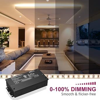 EMITEVER 60W 24V 5-in-1 Dimmable LED Driver,AC 110-277V to DC Power Supply