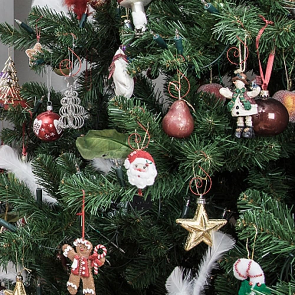100pcs S-Shape Ornament Hooks, Metal Hangers for Christmas Tree Decorations