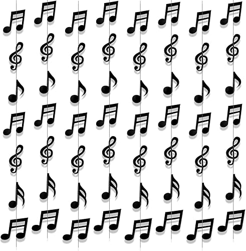 8 piezas de notas musicales para decoración de fiesta, decoración de pared para Rock Roll, notas musicales, pancartas colgantes para techos