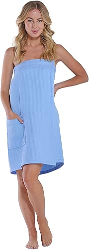 Miniatura 2 de Turquaz Batas de gofres ligeras hasta la rodilla para mujer, spa, baño, gofres