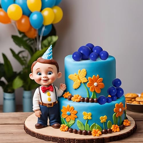 Miniatura 5 de ASTARON 20 piezas de decoración de pastel de bola, mini globos, decoración de tartas, bolas azul real, palillos para tartas, bolas para decoración