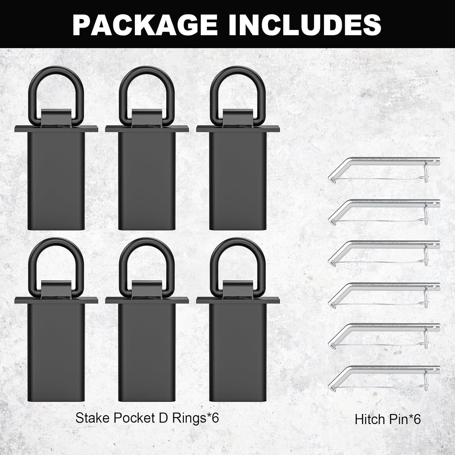 Stake Pocket Tie Down 1/2“ D Rings 6 PCS, Heavy Duty Stake Pocket Tie Down D Rings for for Flatbed Cargo Trucks and Trailers, Adjustable Utility Trailer Accessories with Anti-Loss Pin, 12000 LBS - Image 8