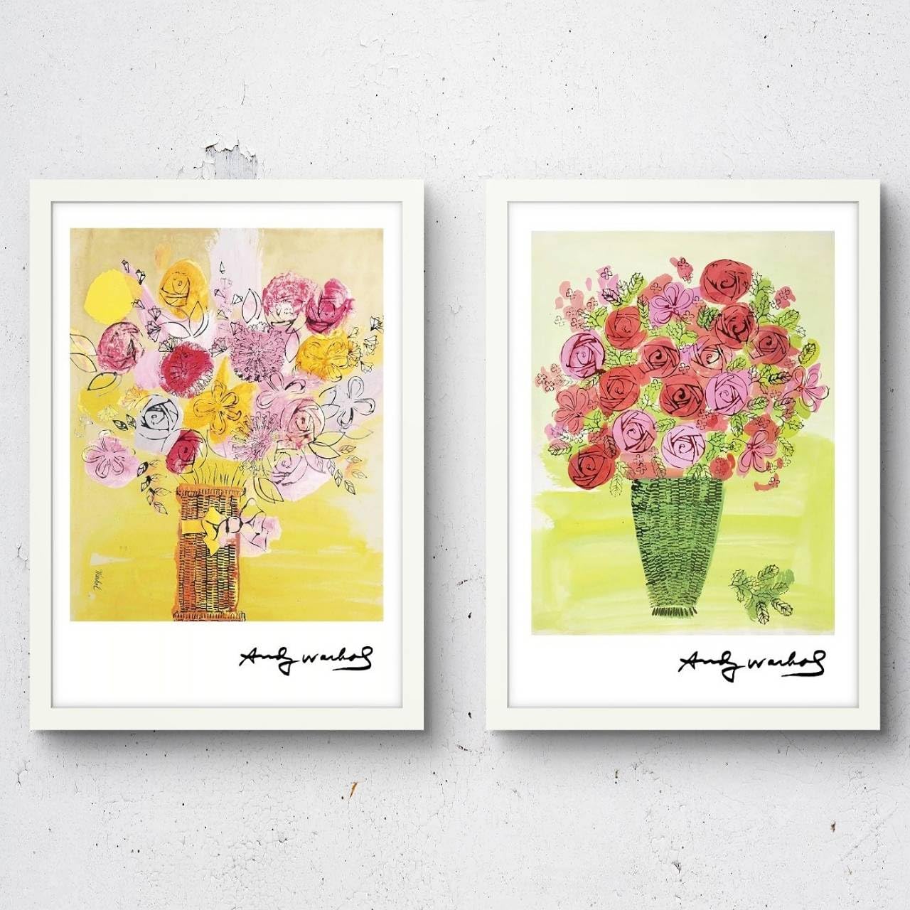 Amazon.co.jp: アンディウォーホル 黄色いお花の絵 バラの絵 2枚セット