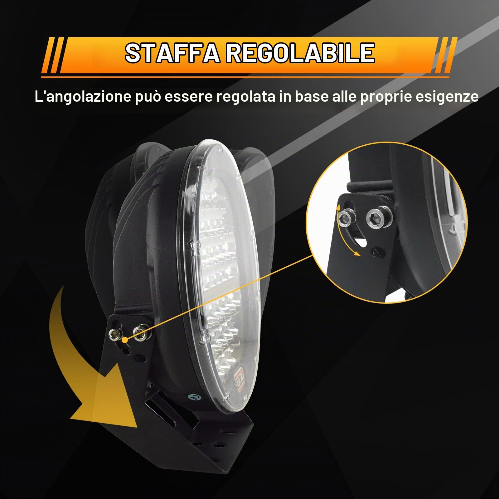 SKYWORLD 2 Pcs Faro da Lavoro Led 12V 24V, 9 Pollici 23cm 294W Nero Rotondo Spot Luci di Lavoro a Led Impermeabile per Fuoristrada Auto Trattore Camion SUV ATV 4x4, 6000K Bianca Faretti Fendinebbia