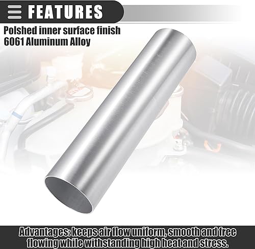 Miniatura 4 de Motoforti Tubo de entrada de aire recto universal, 3.0 in OD, 2.992 in OD, longitud 11.7 in, 11.811 in de longitud, aleación de aluminio 6061, tono