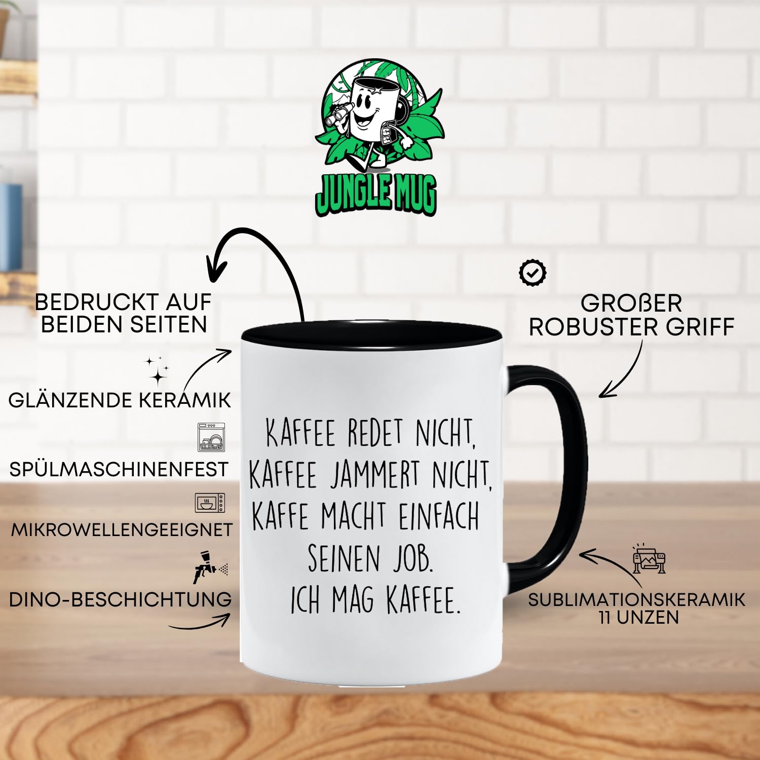 Tazza Divertente Per Amanti Del Caffè - 'Il Caffè Non Parla, Non Si Lamenta, Fa Il Suo Lavoro' - 400 Ml Rosa Con Coperchio E Cucchiaio